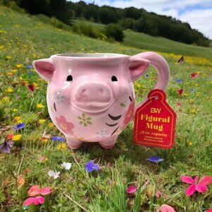 Boston Warehouse Earthenware Pig Mug Coffee Tea Ceramic New With Tag